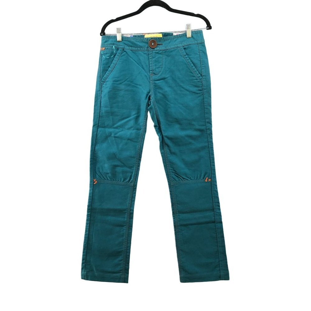 Vintage Tim Camino‎ Slim Chino Pants Womens 28 Mid Rise Teal Cotton Lace Up Back